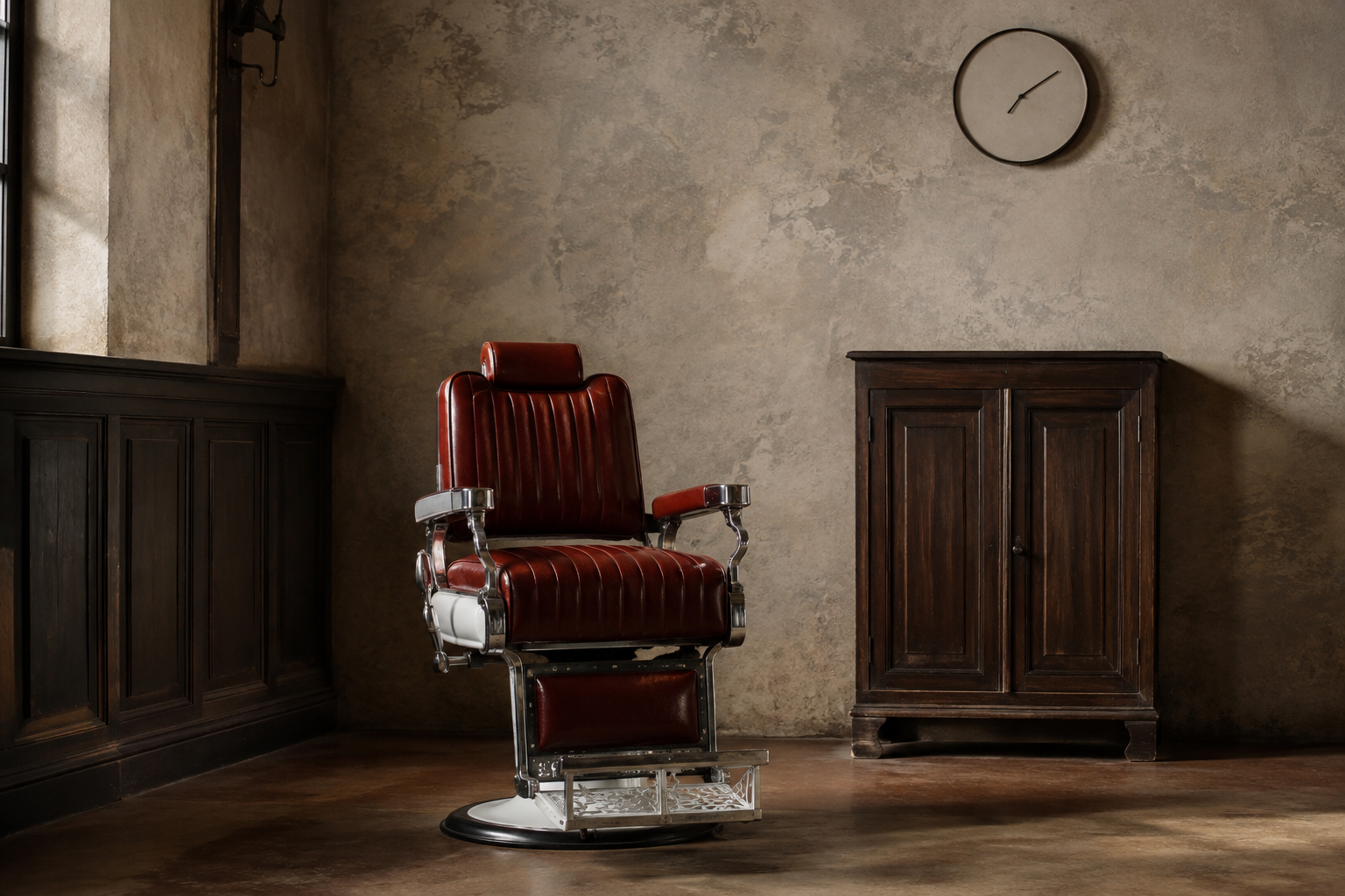 Symbolszene zur Tradition der Männerpflege; kein historischer Old-Spice-Salon oder Markenarchiv.